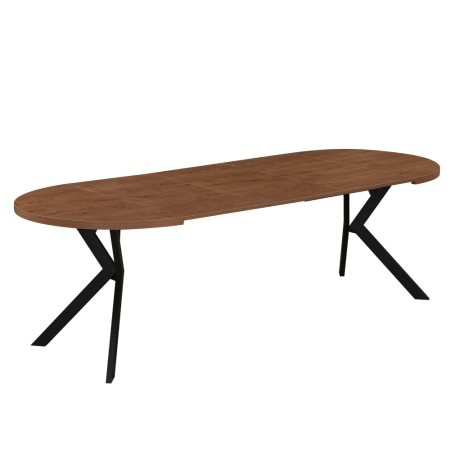 Masă de sufragerie extensibilă, stejar închis/negru, 100-250x75,5 cm, LUKOS [6]