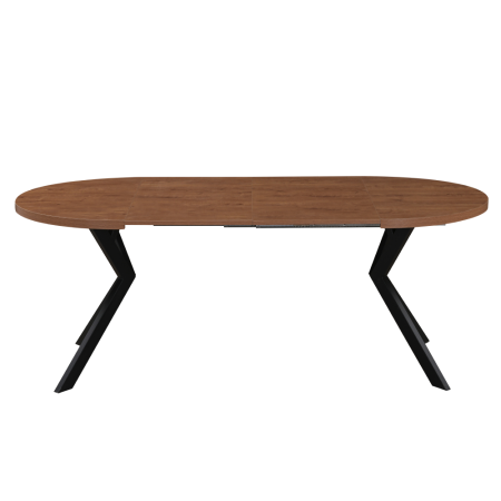 Masă de sufragerie extensibilă, stejar închis/negru, 100-250x75,5 cm, LUKOS [4]