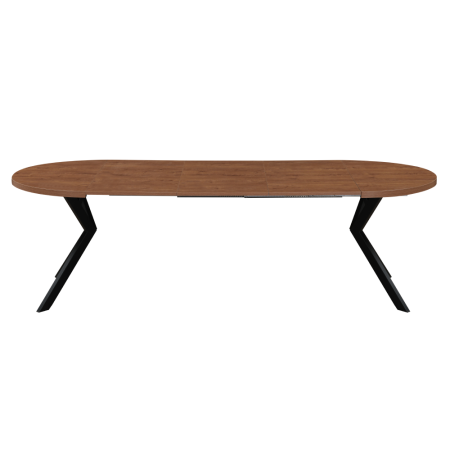 Masă de sufragerie extensibilă, stejar închis/negru, 100-250x75,5 cm, LUKOS [5]