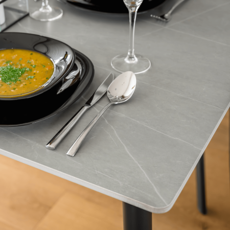 Masa de sufragerie, gri marmură/neagră/aur, 121x71 cm, FLORENC TIP 1 [8]