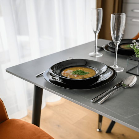 Masa de sufragerie, gri marmură/neagră/aur, 121x71 cm, FLORENC TIP 1 [9]