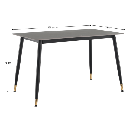 Masa de sufragerie, gri marmură/neagră/aur, 121x71 cm, FLORENC TIP 1 [10]