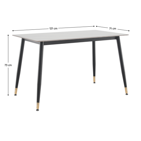 Masa de sufragerie, marmură albă/neagră/aur, 121x71 cm, FLORENC TIP 1 [14]