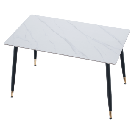 Masa de sufragerie, marmură albă/neagră/aur, 121x71 cm, FLORENC TIP 1 [4]