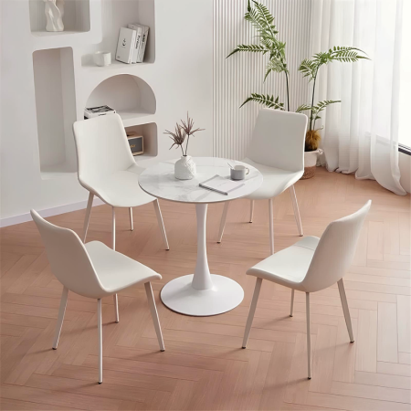 Masă de sufragerie, marmură deschisă/alb, diametru 80 cm, LORIAN [5]