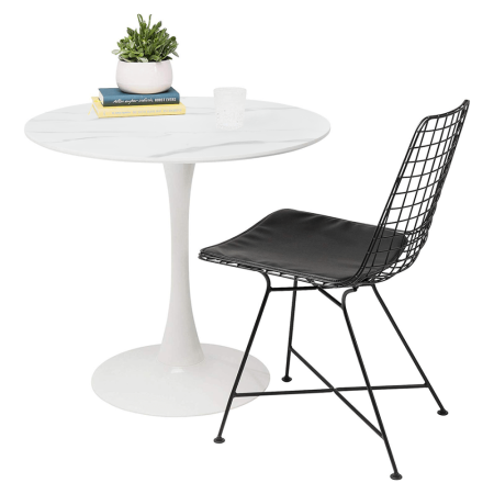 Masă de sufragerie, marmură deschisă/alb, diametru 80 cm, LORIAN [2]