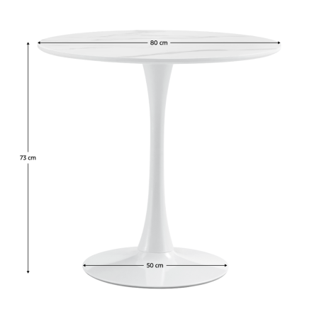 Masă de sufragerie, marmură deschisă/alb, diametru 80 cm, LORIAN [6]