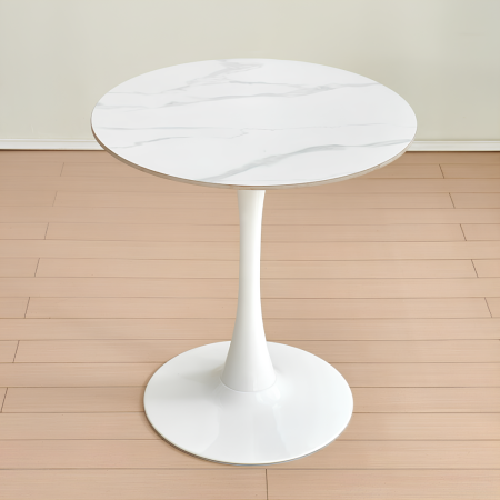 Masă de sufragerie, marmură deschisă/alb, diametru 80 cm, LORIAN [3]