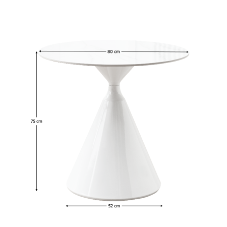 Masă de sufragerie, marmură deschisă/albă, diametru 80 cm, VALER [5]