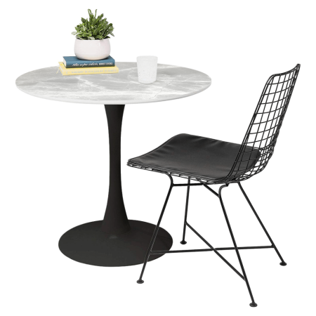 Masă de sufragerie, marmură gri/negru, diametru 90 cm, LORIAN TYP 1 [2]