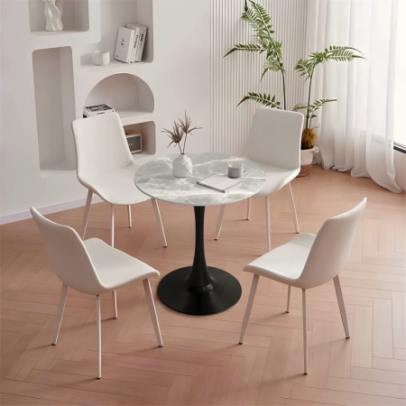 Masă de sufragerie, marmură gri/negru, diametru 90 cm, LORIAN TYP 1 [5]