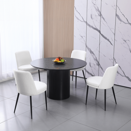 Masă de sufragerie, neagră, diametru 120 cm, MAHIR TIP 2 [2]