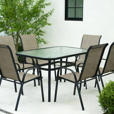 Masă de sufragerie, oţel negru/sticlă securizată, DEMAT NEW [4]