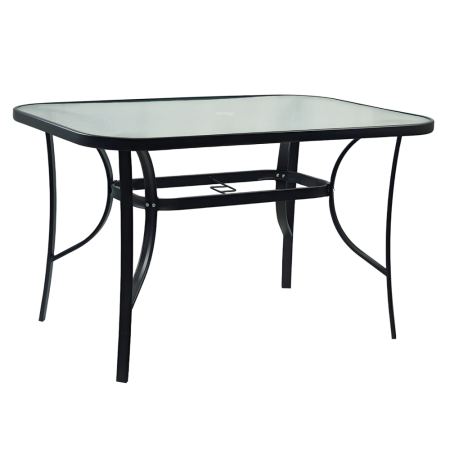 Masă de sufragerie, oţel negru/sticlă securizată, DEMAT NEW [2]