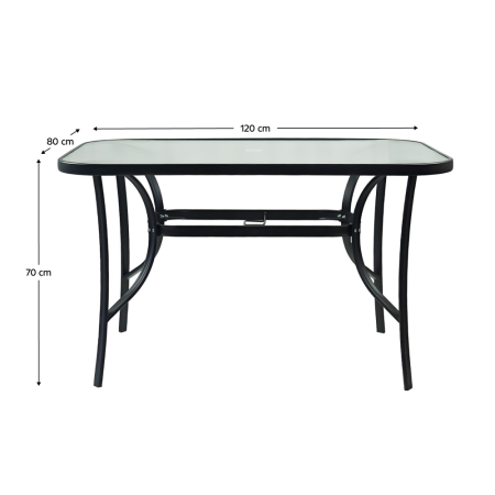 Masă de sufragerie, oţel negru/sticlă securizată, DEMAT NEW [5]