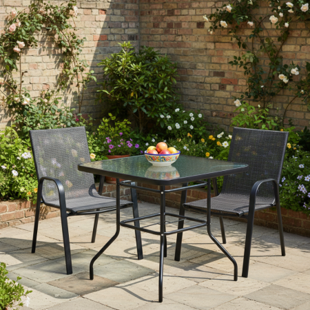 Masă de sufragerie, oţel negru/sticlă securizată, DEMAT NEW TYP 2 [5]