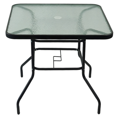 Masă de sufragerie, oţel negru/sticlă securizată, DEMAT NEW TYP 2 [1]