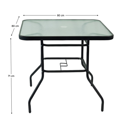 Masă de sufragerie, oţel negru/sticlă securizată, DEMAT NEW TYP 2 [6]