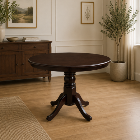 Masă de sufragerie, rotundă, castanie, diametru 106 cm, TABLOS NEW [2]