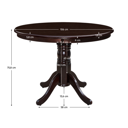 Masă de sufragerie, rotundă, castanie, diametru 106 cm, TABLOS NEW [1]