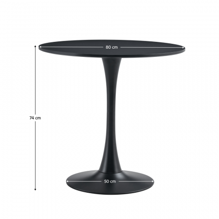 Masă de sufragerie, rotundă, negru, diametru 80 cm, REVENTON NEW [2]