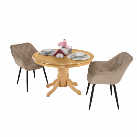 Masă de sufragerie, rotundă, stejar deschis, diametru 106 cm, TABLOS [2]