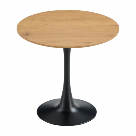 Masă de sufragerie, rotundă, stejar/negru, diametru 110 cm, REVENTON NEW [1]