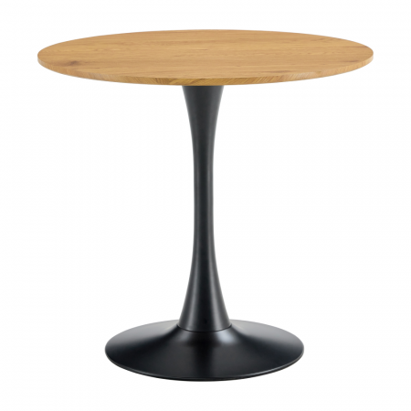 Mese bucatarie /dining - Masă de sufragerie, rotundă, stejar/negru, diametru 110 cm, REVENTON NEW
