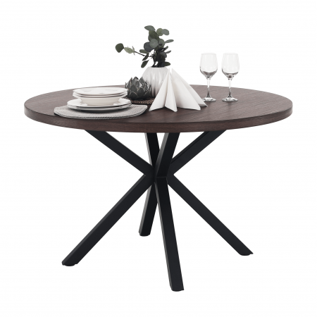 Masă de sufragerie, stejar închis / negru, diametru 120 cm, MEDOR [6]