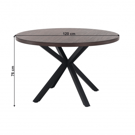 Masă de sufragerie, stejar închis / negru, diametru 120 cm, MEDOR [9]