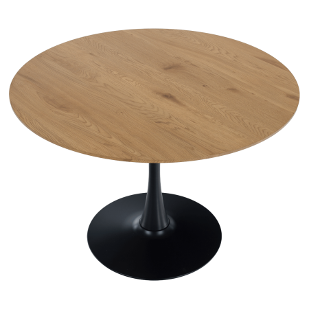 Masă de sufragerie, stejar/negru, diametru 110 cm, REVENTON NEW [4]
