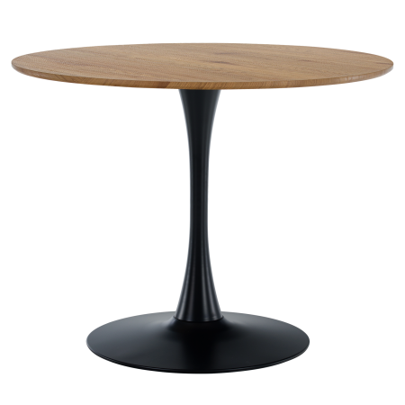 Bucatarie - Masă de sufragerie, stejar/negru, diametru 110 cm, REVENTON NEW