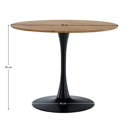 Masă de sufragerie, stejar/negru, diametru 110 cm, REVENTON NEW [13]