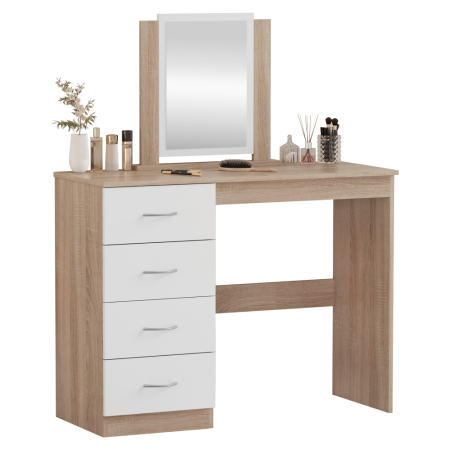 Toate Produsele - Masă de toaletă, stejar sonoma/alb, KLEVIS