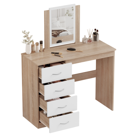 Masă de toaletă, stejar sonoma/alb, KLEVIS [4]