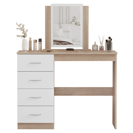 Masă de toaletă, stejar sonoma/alb, KLEVIS [3]