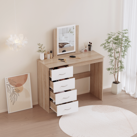 Masă de toaletă, stejar sonoma/alb, KLEVIS [7]