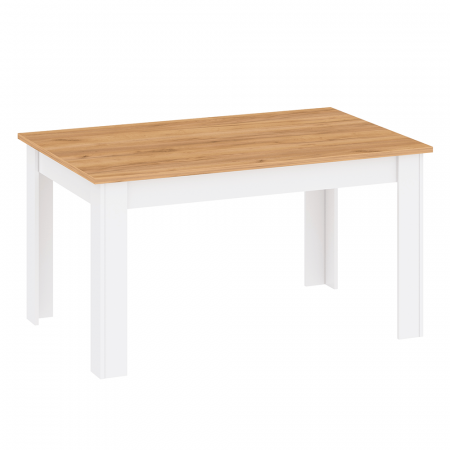 Mese bucatarie /dining - Masă dining, alb alba/ stejar craft auriu, 135-184x86 cm, LANZETTE S