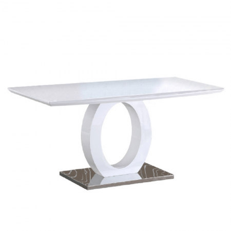 Mese bucatarie /dining - Masă dining, alb extra lucios HG/oţel, 150x80 cm, ZARNI