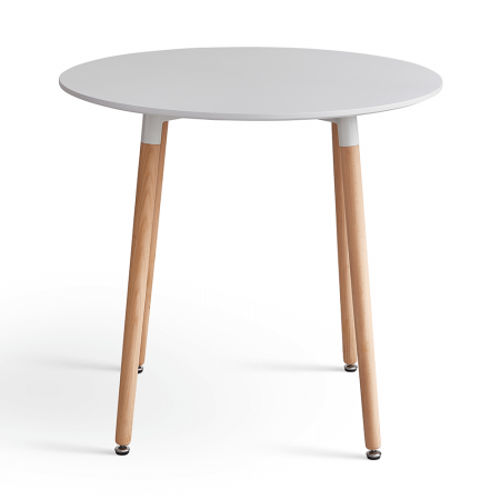 Masă dining, alb/fag, diametru 80 cm, ELCAN NEW [2]