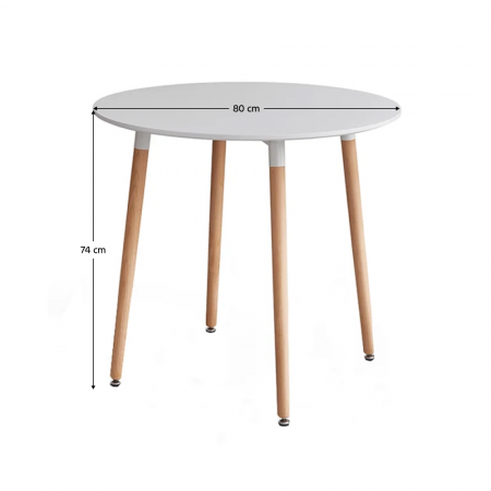 Masă dining, alb/fag, diametru 80 cm, ELCAN NEW [1]