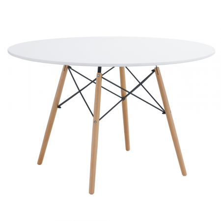 Mese bucatarie /dining - Masă dining, alb mat/fag, diametru 120 cm, DEMIN NEW