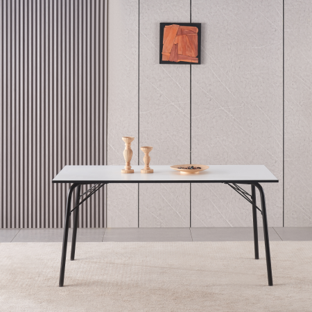 Masă dining, albă / neagră, 160x80x75 cm, NALAK TIP 3 [6]