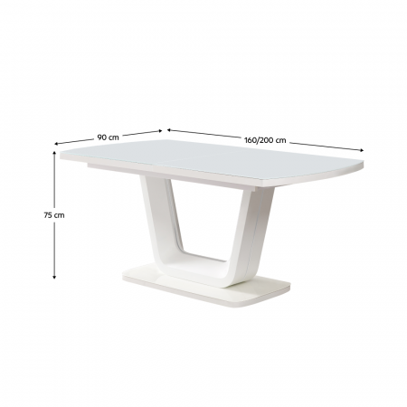 Masă dining extensibilă, alb lucios, 160-200x90 cm, OLAV [11]