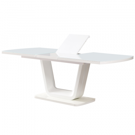 Masă dining extensibilă, alb lucios, 160-200x90 cm, OLAV [1]