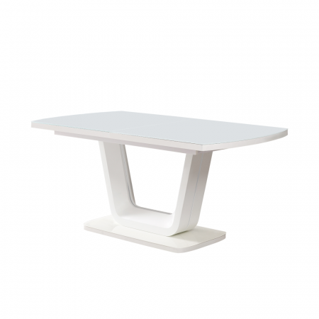 Mese bucatarie /dining - Masă dining extensibilă, alb lucios, 160-200x90 cm, OLAV
