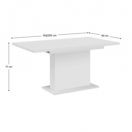 Masă dining extensibilă, albă, 160-200x90 cm, BOBA [3]
