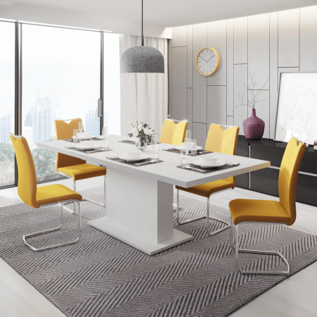 Masă dining extensibilă, albă, 160-200x90 cm, BOBA [2]
