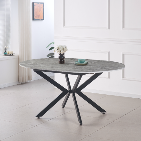 Masă dining extensibilă, beton/neagră, 120x120-160x75 cm, ABERO TIP 2 [9]