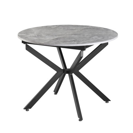 Masă dining extensibilă, beton/neagră, 120x120-160x75 cm, ABERO TIP 2 [10]